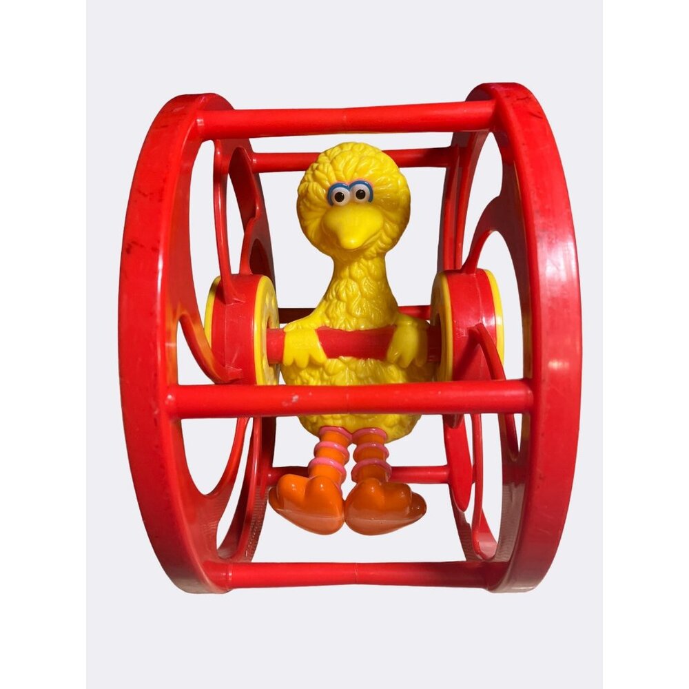 Big Bird Rolling Wheel Toy - Bright Red & Yellow - Sesame Street Collectible Vin